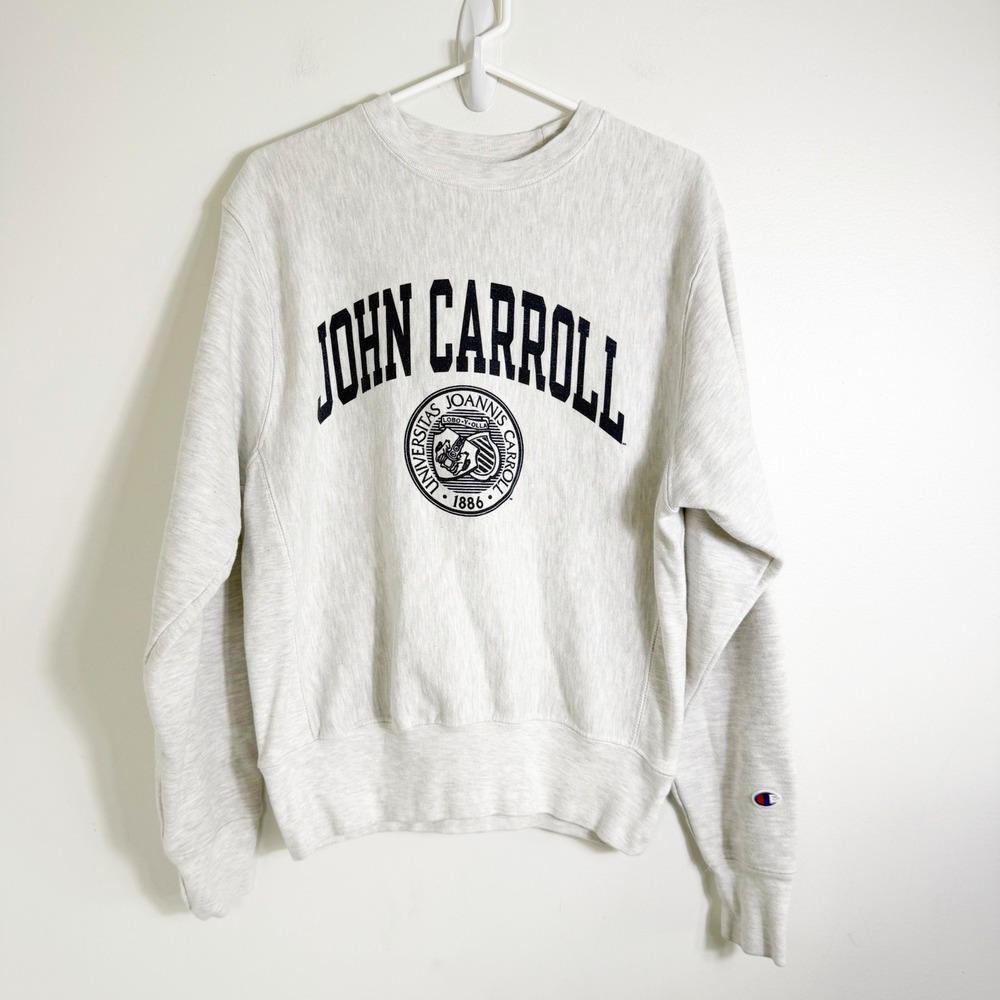 Champion Sweatshirt Adult Medium Grey John Carroll Reverse Weave Pullover